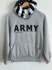United States Army Sweater Means Small Gray Hoodie Drawstring Military Pockets