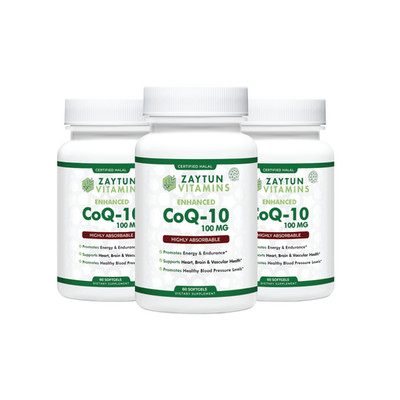 Zaytun Halal CoQ-10 + Vitamin E, Supports Heart, and Brain Health, 60 Softgels