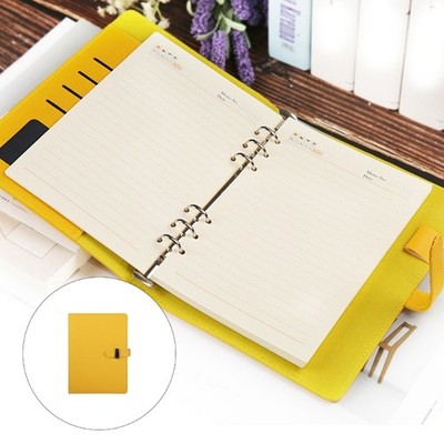 Business Leather Journal 160 Pages Wide Lined 6 Rings Binder Covers for Writing
