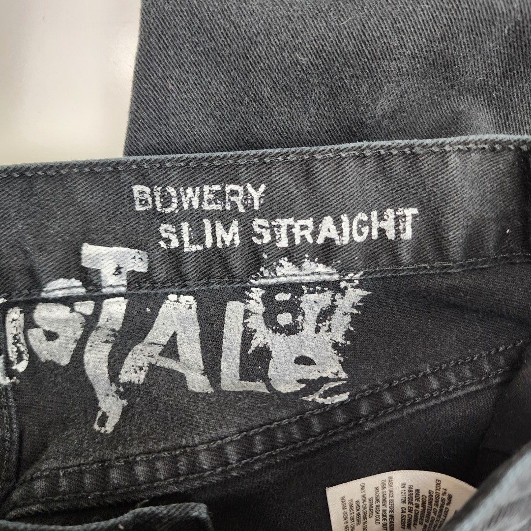 Y2K Aéropostale Bowery Zip Slim Straight Destroyed Black Denim Jeans Size 29x30