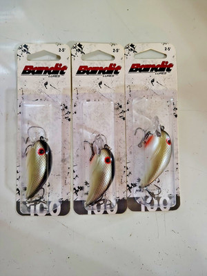 (LOT OF 3) BANDIT 100 SERIES CRANKBAIT 1/4OZ BDT108 BDT-100 LA SHAD 2-5 FEET