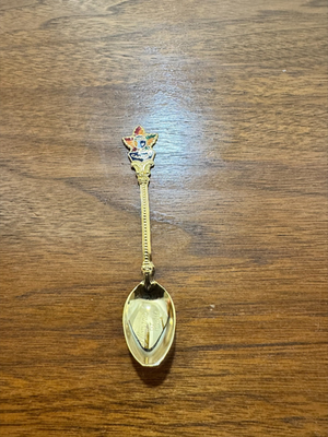 #ad #ad Vintage Canada Niagara Falls Souvenir Spoon Gold Tone Enamel Maple Leaf 4.5 In $10.00