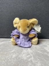 Vintage Ganz Bros Mouse Plush Little Cheesers Sweet Cicely Purple Dress Sitting
