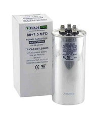 80+7.5 MFD Round Run Capacitor TP-CAP-80/7.5/440R HVAC 80/7.5