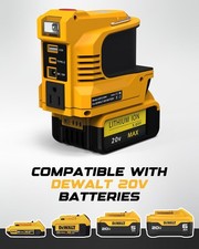 220W Power Inverter for DeWalt 20V Max Battery - USB-C PD 18W AC 110V with LED