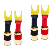 4-Pack Gold Plated Speaker Wire Adapters - Spade to Banana Plug Connectors for S