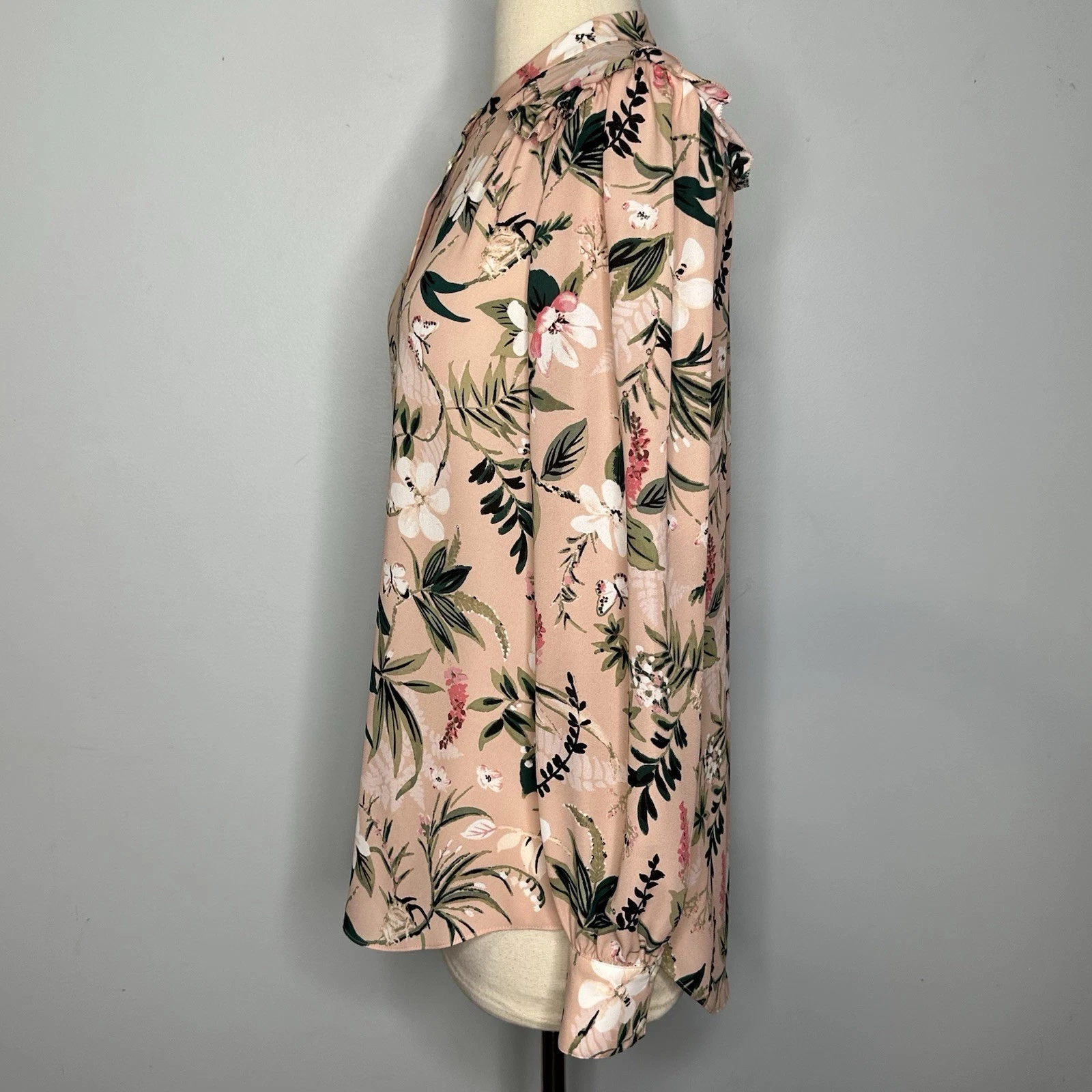 Camicetta Kate Spade floreale botanica manica lunga in rosa cammeo paludoso taglia S