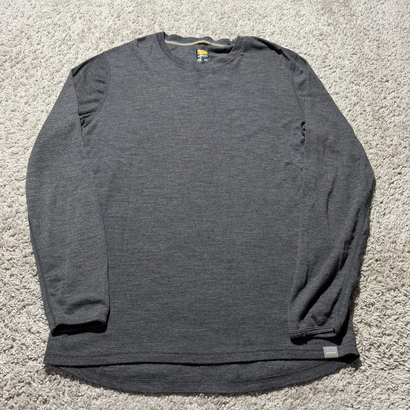 Meriwool Layers Shirt Mens 2XL Gray 250g Merino Wool Thermal Base Layer Outdoor