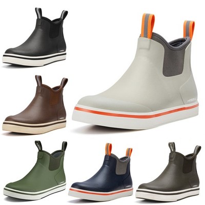 HISEA Men's Rain Boots Waterproof Non-Slip Sports Fishing Deck Boots Solid Color