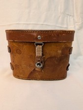 Vintage Brown Leather Binocular Case, CASE ONLY Purple Felt lined, no strap.