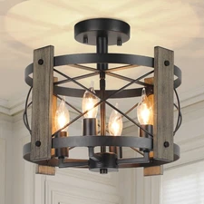 Farmhouse Rustic Light Fixture Ceiling Mount, Semi Flush Mount Ceiling Light ...