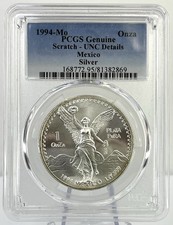 1994 Mo Mexico Libertad 1 oz Silver PCGS UNC Details Better Date