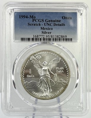 1994 Mo Mexico Libertad 1 oz Silver PCGS UNC Details Better Date