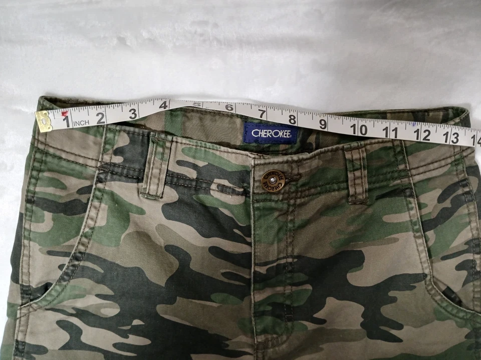 Pantalones cargo Cherokee camuflaje 100 % algodón cintura ajustable niños talla 14 Foto 4 de 4
