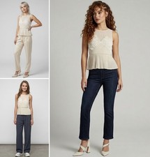 Anthropologie Ivory Lace Pleated Sleeveless Peplum Top S NEW PINS AND NEEDLES