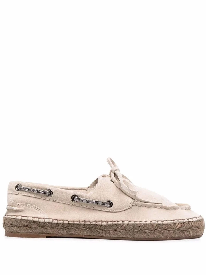 Zapatos Brunello Cucinelli para mujer con cordones en beige detalle de correa Foto 2 de 4