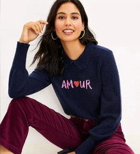 NWT LOFT Navy Blue AMOUR Long Sleeve Sweater Size Medium MSRP 69.95