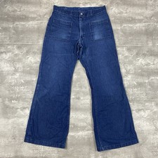 vintage Seafarer Dungaree jeans trousers 32x30 Big Bell Navy sailor issued