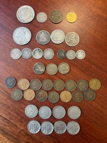 Lot of US type coins, mid-1800s thru early 1900s, Seated Liberty