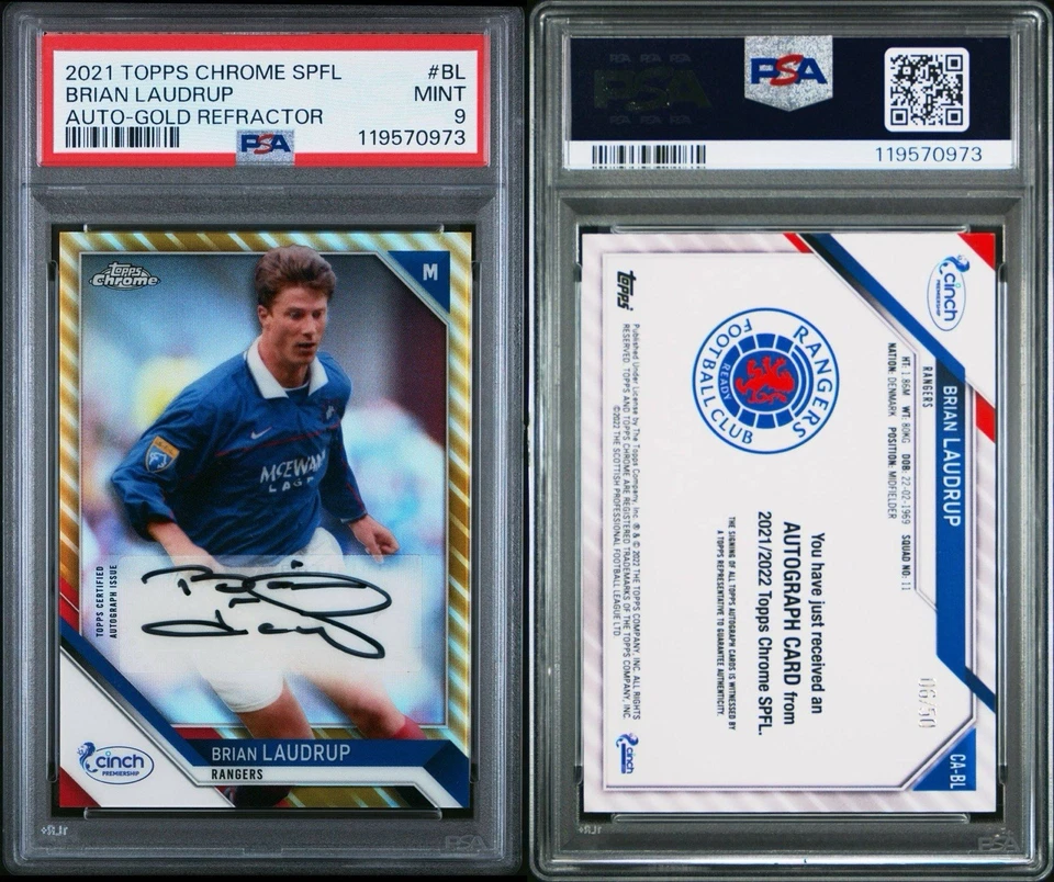 👑 2021-22 TOPPS CHROME SPFL GOLD REFRACTOR AUTO PARALLEL BRIAN LAUDRUP 💎 PSA🏆 - Image 3 of 3