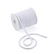 65ft/Roll Round Elastic Nylon Cords Habotai Foulard Silk Cords Stretch White 5mm
