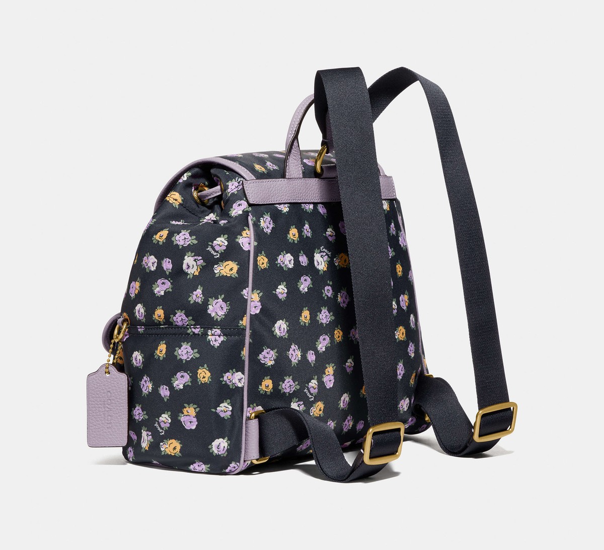 COACH Vintage Rose Print Nylon Cargo Backpack ~NWT~ midnight 