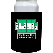 Go F Yourself Thick Foam "Old School" Style Can Coolers; wheel, fortune, vowel