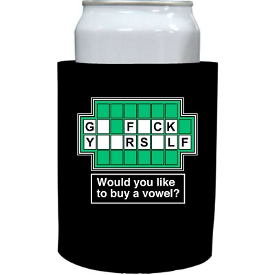 Go F Yourself Thick Foam ''Old School'' Style Can Coolers; wheel, fortune, vowel