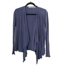 Michael Stars Womens Vanessa Draped Knit Cardigan OS One Size Blue Raw Hem