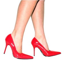 Court Shoes Red Patent Slinky Stiletto Heel Fetish Size UK 8 EU 41