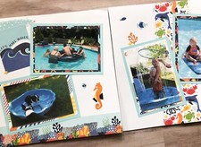 Pool Party Scrapbook Layout, Beach Scrapbook Pages, 12 by 12 Vacation Pages