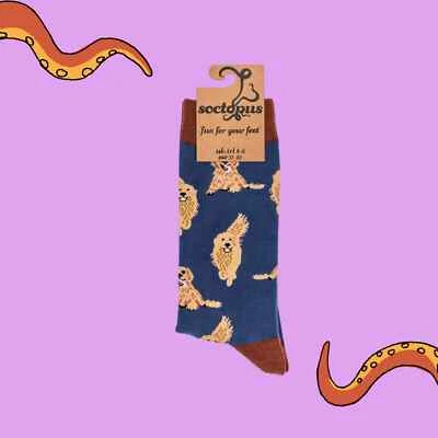 SOCTOPUS Golden Retriever Socks Mens Boys 9-12 Blue Gift I'm A Retriever Dogs