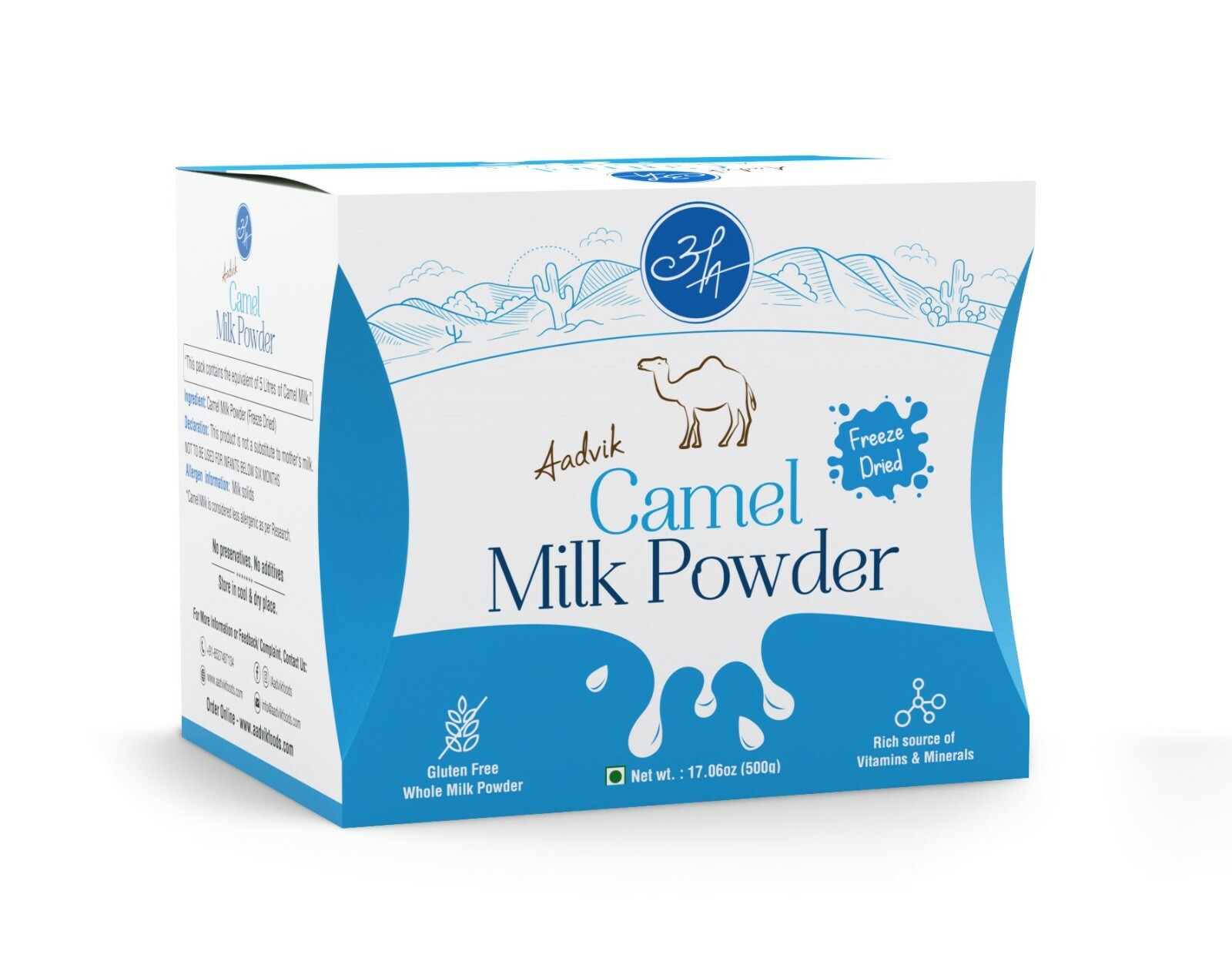 Aadvik Camel Milk Powder |Freeze Dried| Halal | 20gx25 Sache
