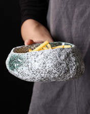 Pebble Shaped Presentation Plates set of 2 fine dinning restaurant Stoneware