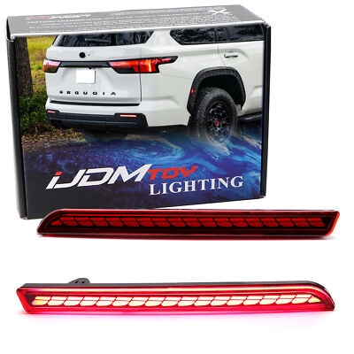 Dark Red Lens Full LED Rear Bumper Reflector Lights For 2023-up Toyota Sequoia