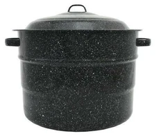 Granite Ware Steel/Porcelain Water-Bath Canner with Rack, 21.5-Quart, Black