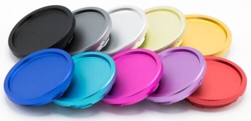 10 colored anodized metal Leica M-mount camera body caps (bundle/set of 10) - Picture 1 of 14