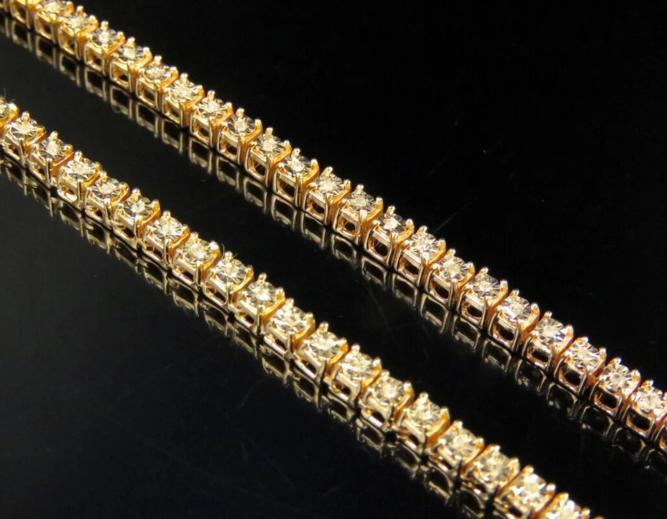 Cadena de collar Fanook de diamantes reales enchapados en oro rosa de una fila 26" 3/4 quilates 3 mm Foto 3 de 4