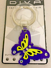 DIVA - FASHION KEY CHAIN - PURPLE  YELLOW BUTTERFLY HILLMAN 711396 - NEW