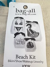 Bag All - Beach Travel Kit 4 Pack (Bikini/Shoe/Makeup/Jewelry , Beige Color