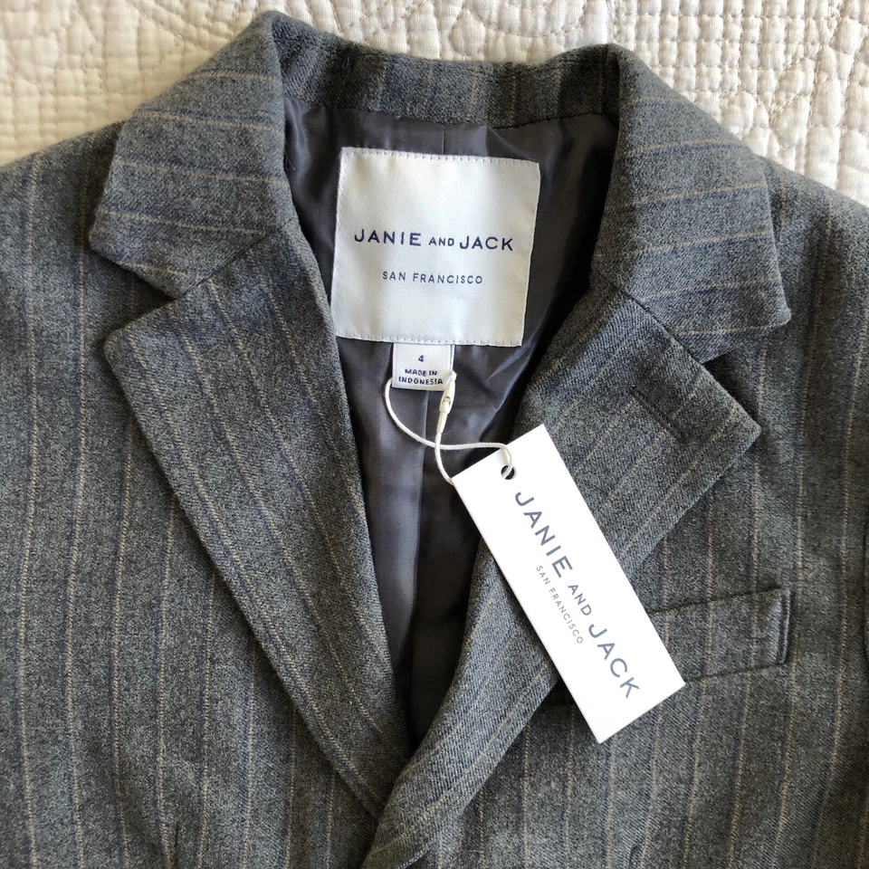 Blazer clásico gris a rayas para niños talla 4T de Janie and JACK Foto 4 de 4