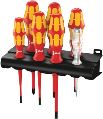 Wera 006480 7 Piece Kraftform Plus Extra Slim VDE Screwdriver Set SL/PH/PZ