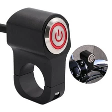 Motorcycle Handlebar Switches 24mm LED Indicator Fog Light ON OFF Switch Button
