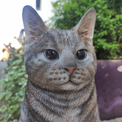 Vivid Arts - Realistic Sitting Tabby Cat Garden Decoration
