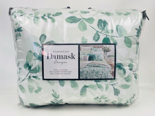 Charter Club Damask Designs Eucalyptus 3 PC Full Queen Comforter Set 