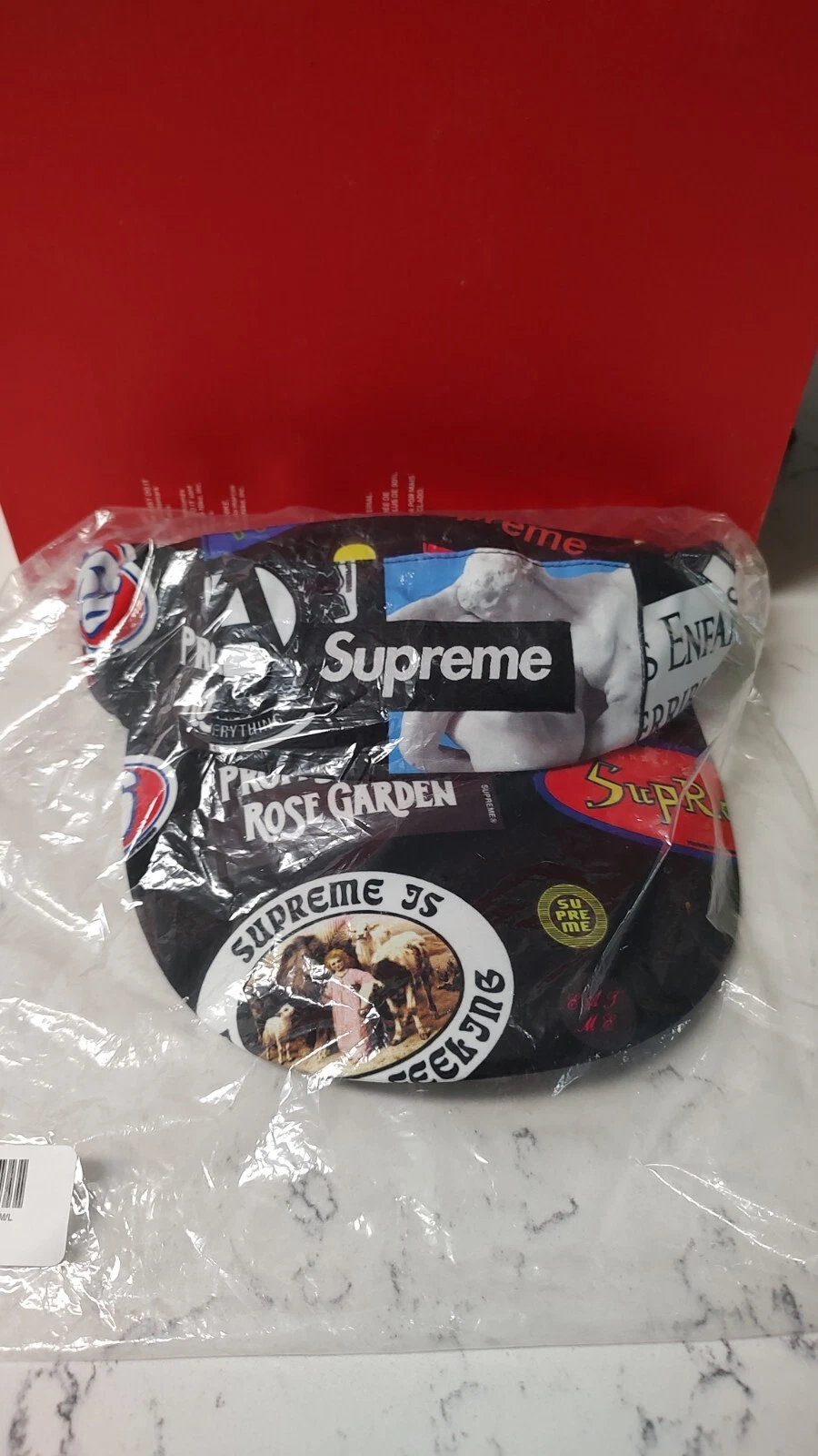 Casquette de camp longue Bill Supreme SS21 Gore Tex NEUVE   M/L   autocollants noirs