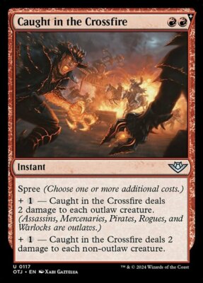x4 Caught in the Crossfire - Foil U MTG Outlaws of Thunder Junction M/NM, Englis