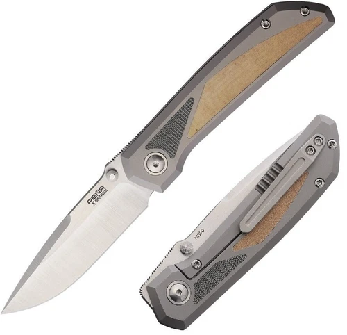 Pena Knives Mula Folding Knife 3.25" M390 Steel Blade Titanium/Micarta Handle