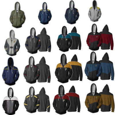 ST TNG TOS 3D Hoodies Cosplay Starfleet Herren Sweatshirts Jacke Kostüme