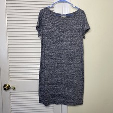 Ann Taylor Loft Lounge Knit T shirt Dress Size Medium Gray Short Sleeve Stretch